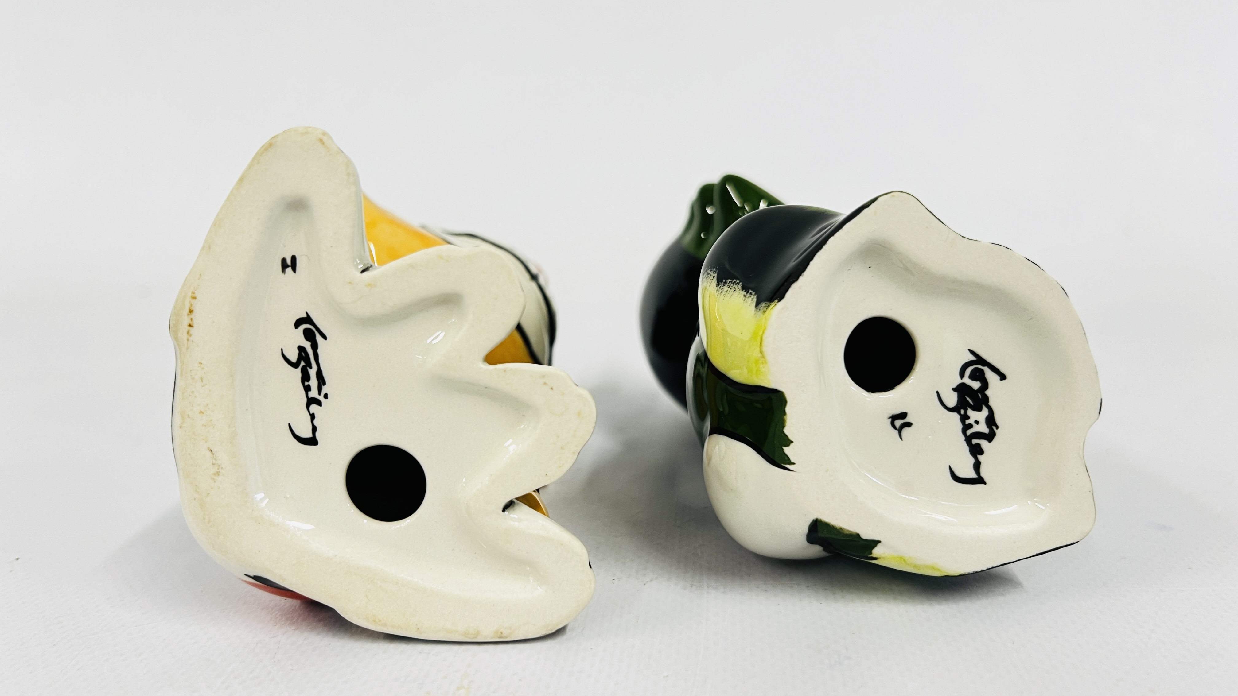 Artwork by Lorna Bailey, TWO LORNA BAILEY CAT ORNAMENTS BEARING SIGNATAURE H 13CM