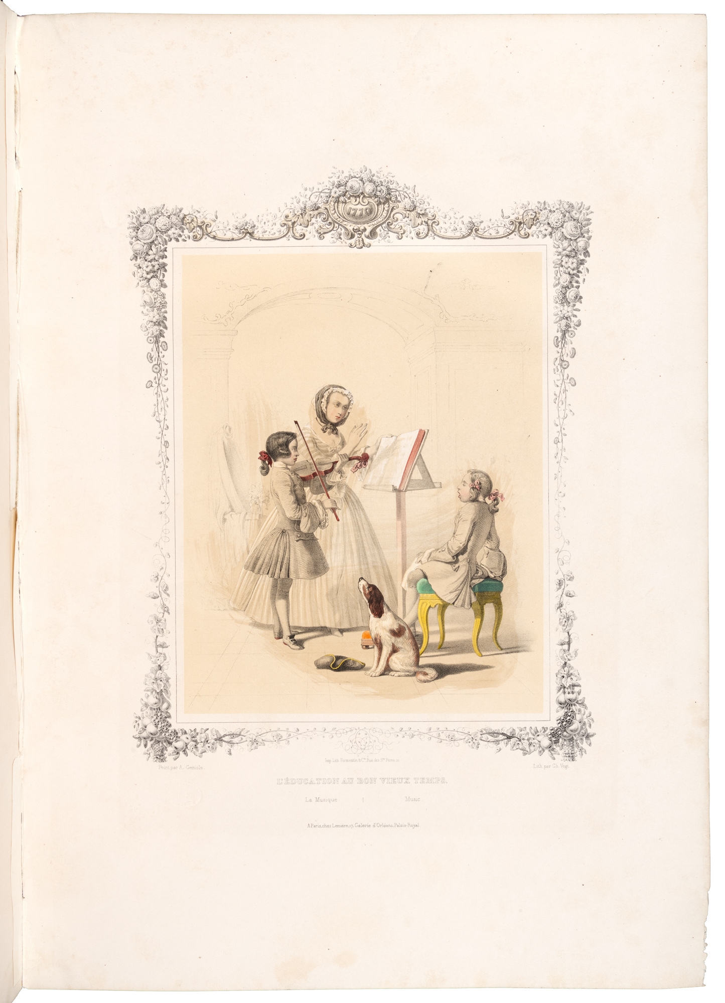 Artwork by Alfred André Géniole, L'Education au Bon Vieux Temps, Made of hand-colored lithographs