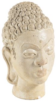 Plaster sculpture of a Bodhisattva or Buddha head - Sadayuki Thomas Uno