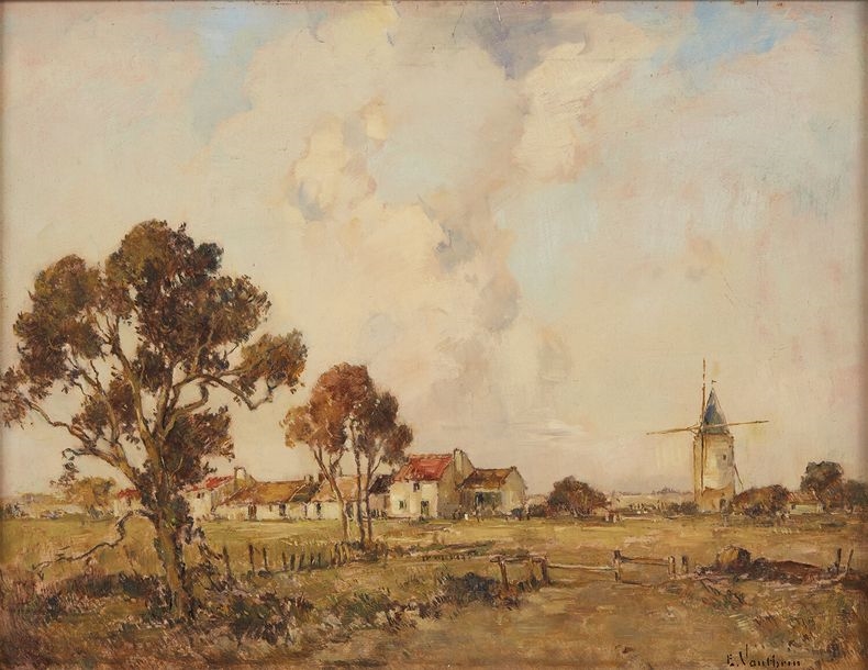 Artwork by Ernest Germain Vauthrin, Landscape of Vendée, Made of oil on panel