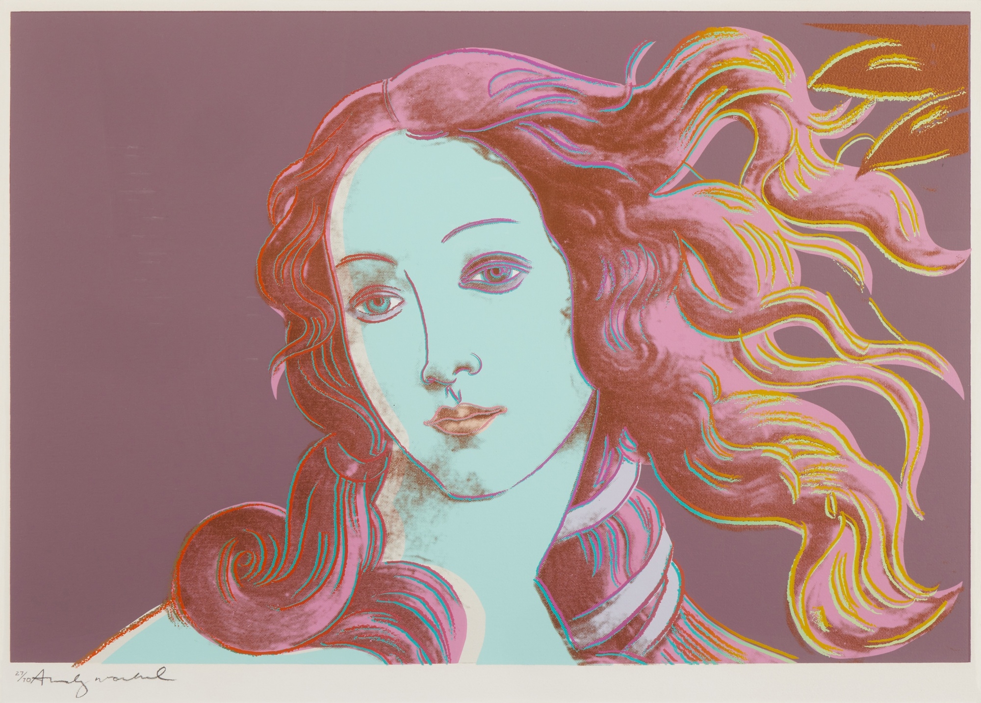 Lithographie Vénus De Botticelli Signée Andy Warhol - Tampon Leo Castelli NY