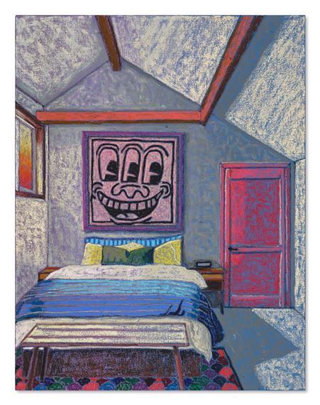 Gray Bedroom with Keith Haring by JJ Manford, dated 2022