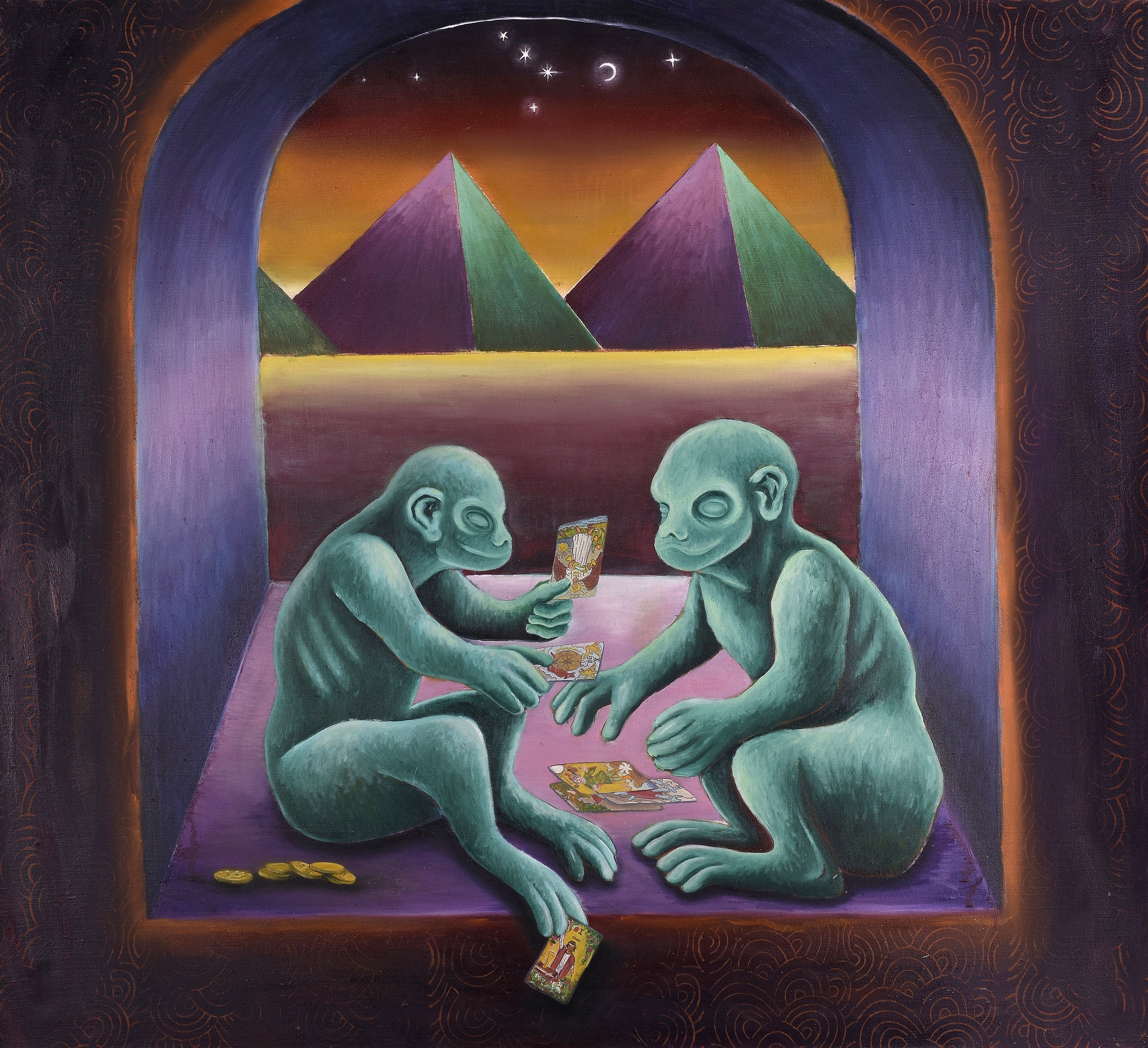 Artwork by Jakub Ružinský, Monkeys, 2022, Made of oil on canvas