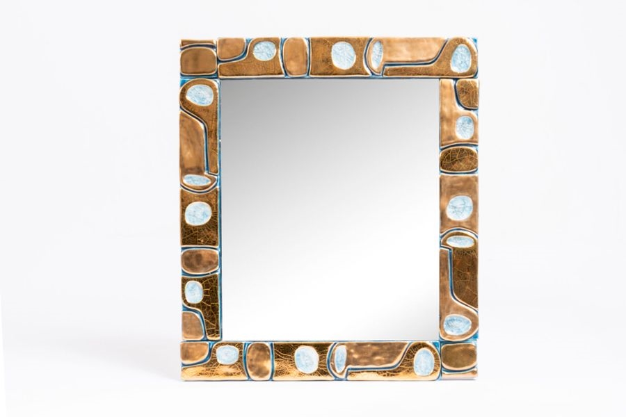 Mithé Espelt | Miroir en céramique émaillée craquelée et verre ...