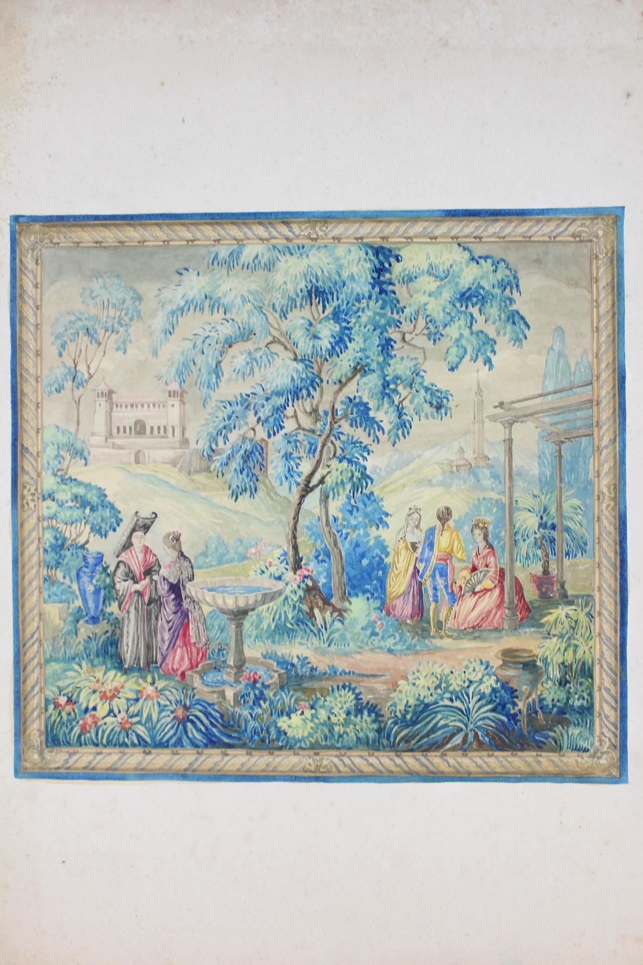 Artwork by Lorentz Kleiser, Collection of 8 Tapestry Design Gouache Paintings by Lorentz Kleiser, Made of paintings on board
