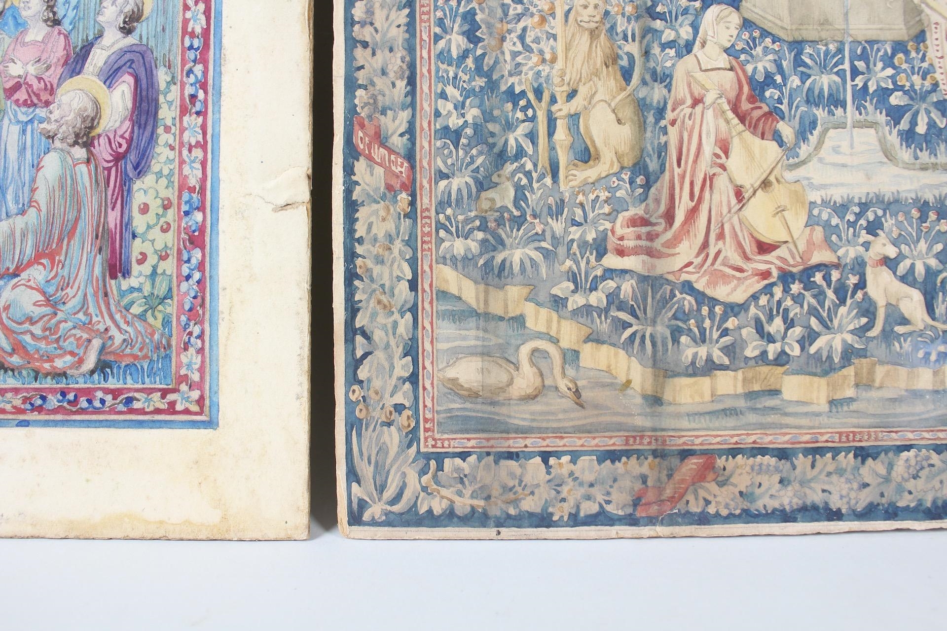 Artwork by Lorentz Kleiser, Collection of 8 Tapestry Design Gouache Paintings by Lorentz Kleiser, Made of paintings on board