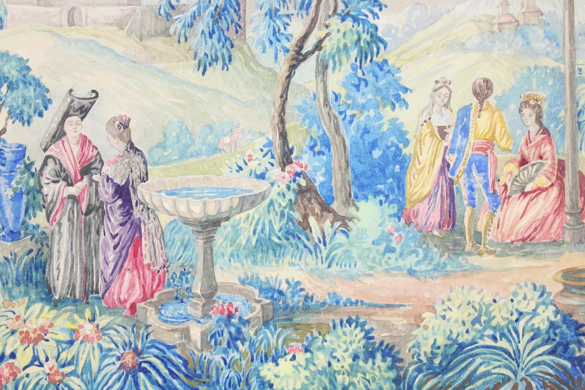 Artwork by Lorentz Kleiser, Collection of 8 Tapestry Design Gouache Paintings by Lorentz Kleiser, Made of paintings on board