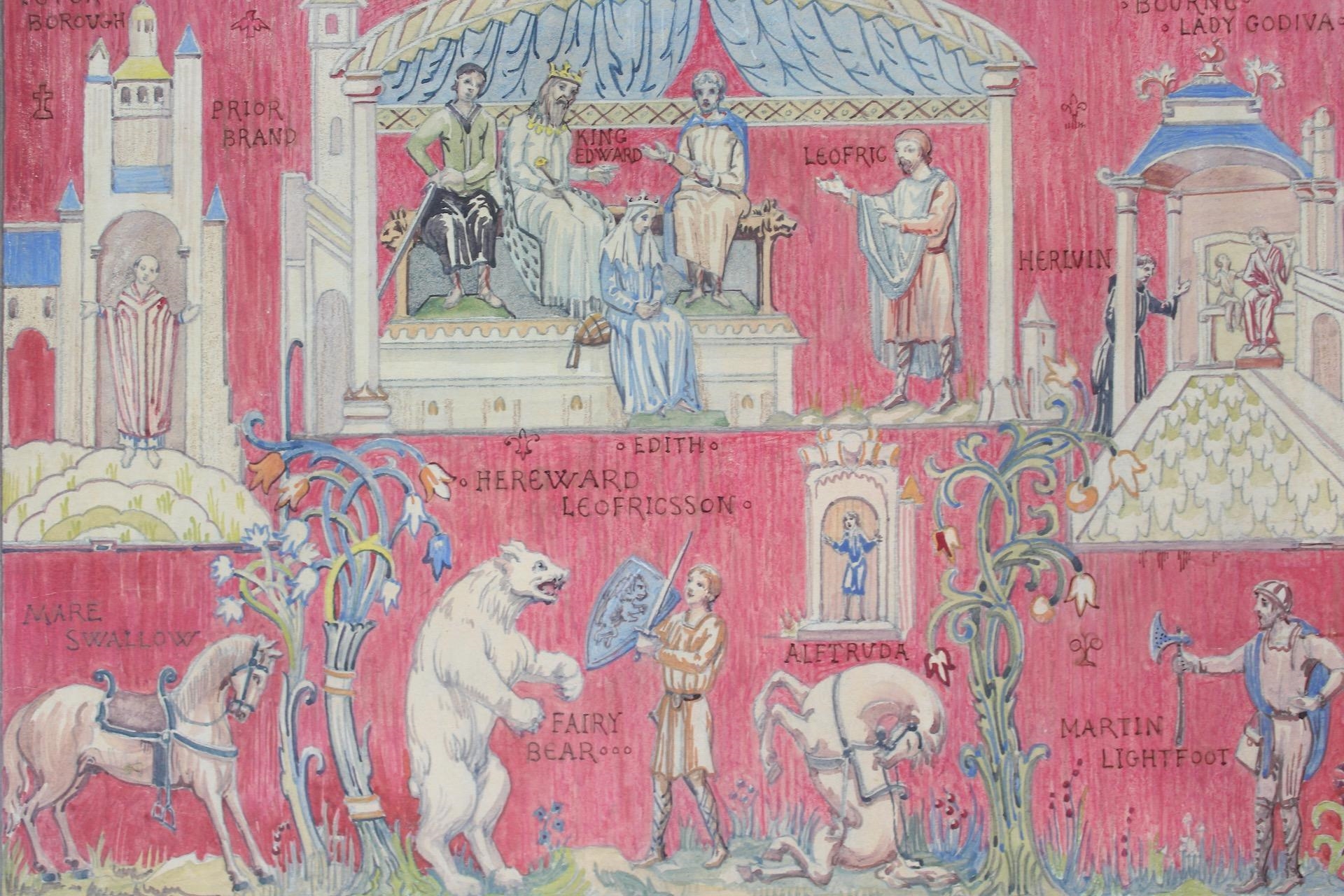 Artwork by Lorentz Kleiser, Collection of 8 Tapestry Design & Chairs Gouache Paintings by Lorentz Kleiser, Made of paintings on board