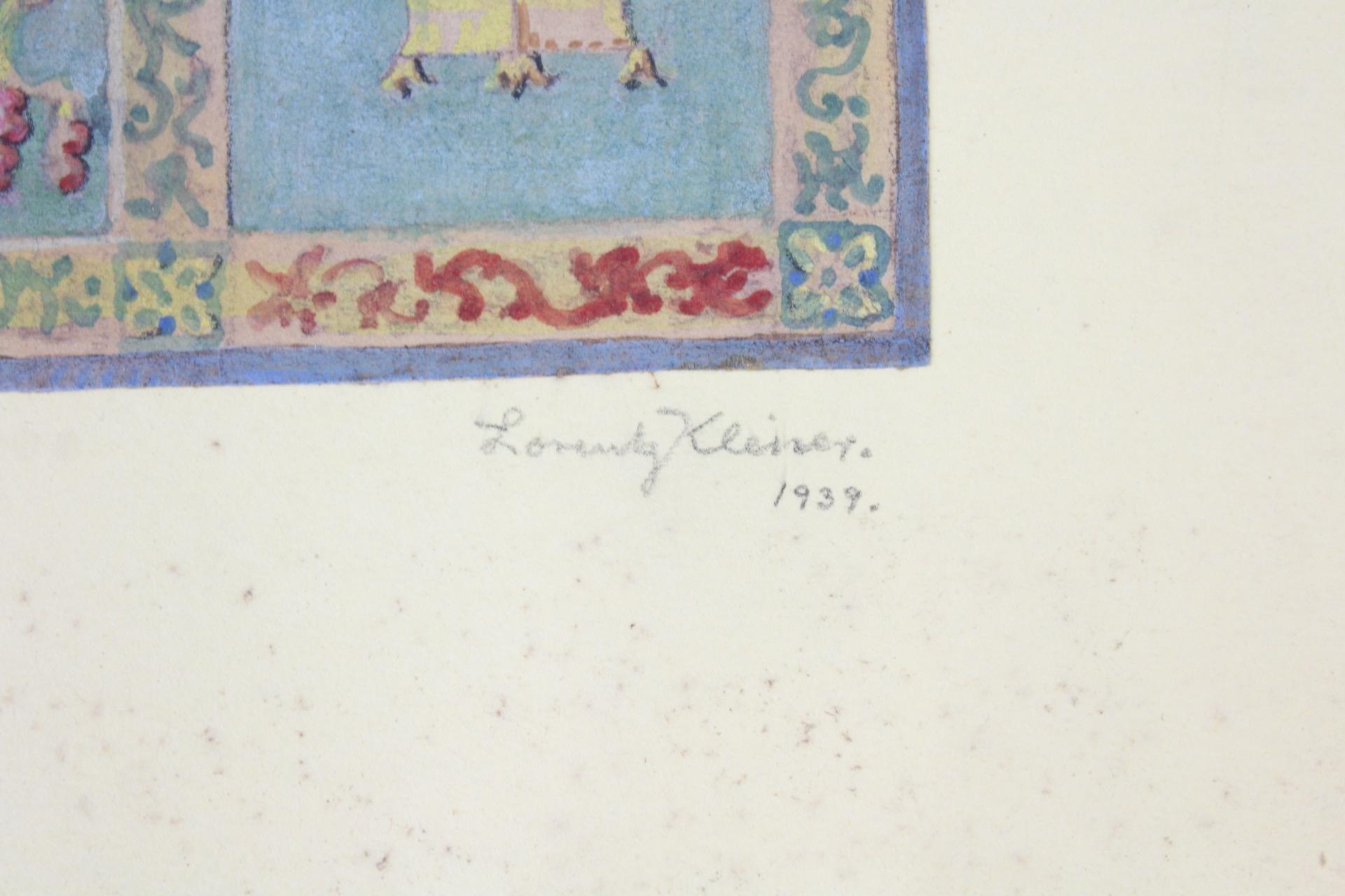 Artwork by Lorentz Kleiser, Collection of 8 Tapestry Design & Chairs Gouache Paintings by Lorentz Kleiser, Made of paintings on board
