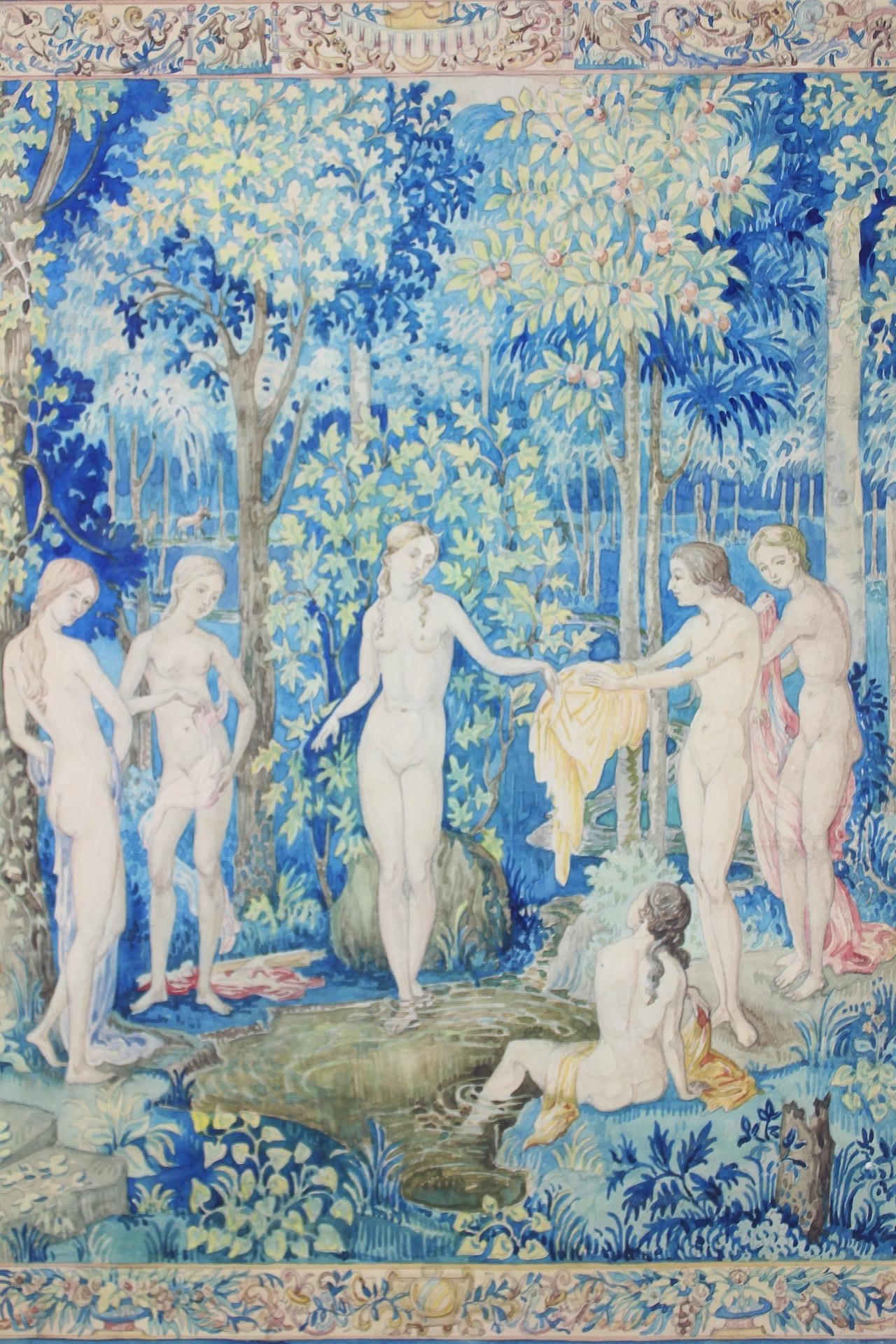 Artwork by Lorentz Kleiser, Lorentz Kleiser Gouache Painting, Design for Venus Tapestry, Made of painting on board