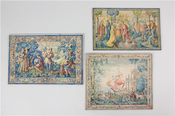 Set of 3 Lorentz Kleiser Gouache Paintings, Designs for Italian Tapestry by Lorentz Kleiser, 1913