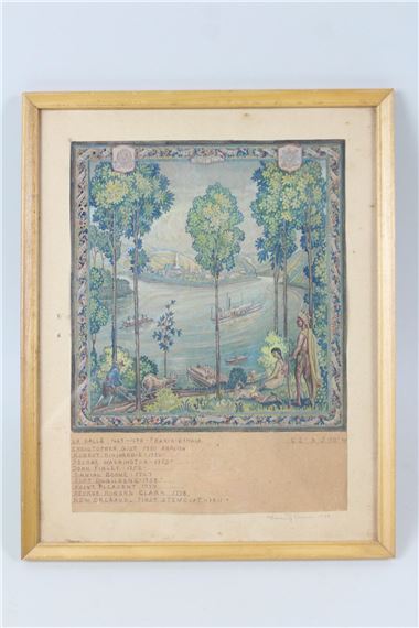 Lorentz Kleiser Gouache Painting, Design for Fort Pitt (Pittsburgh) Tapestry 1933 by Lorentz Kleiser, 1933