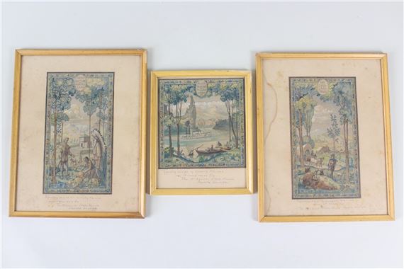 Set of 3 Lorentz Kleiser Gouache Paintings, Designs for Missouri State House Tapestry by Lorentz Kleiser, 1913