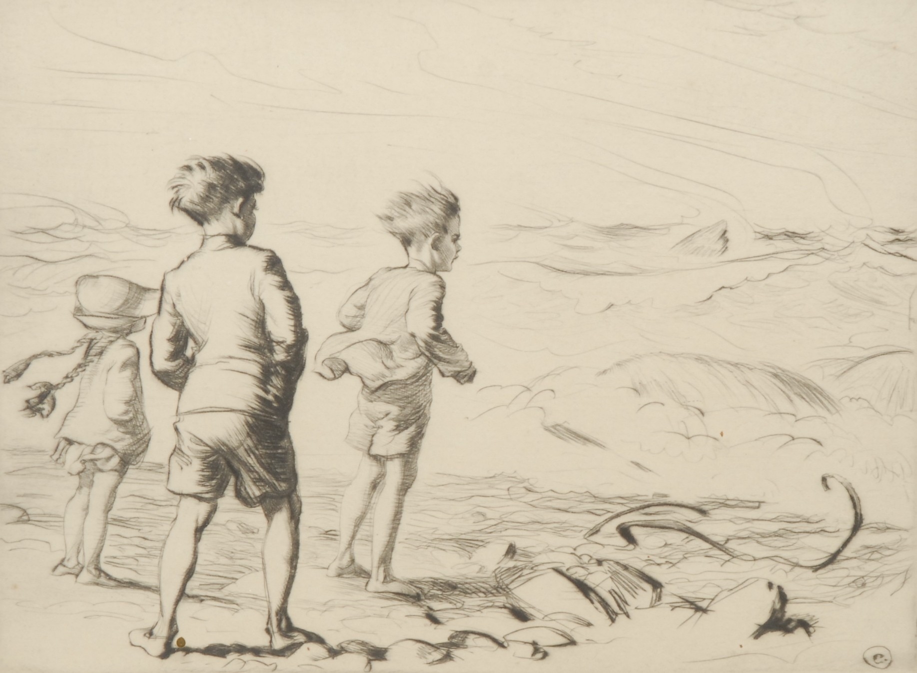 Artwork by James Henry Dowd, Rough Sea, Made of etching