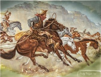 Cowboy Print on Porcelain - Fritz Meyer