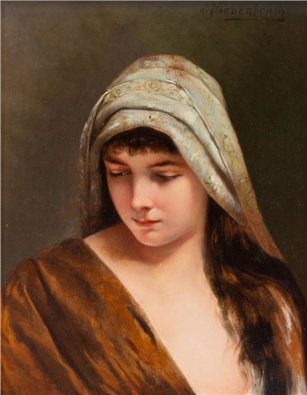 portrait of a young girl with a veil by Max Nonnenbruch