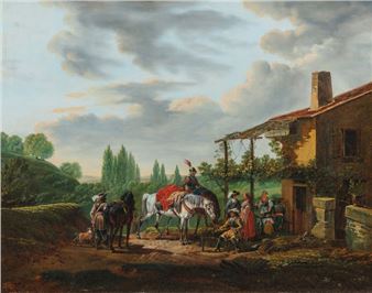 △ The soldiers' halt in front of the inn Canvas - Jean Duplessis-Bertaux