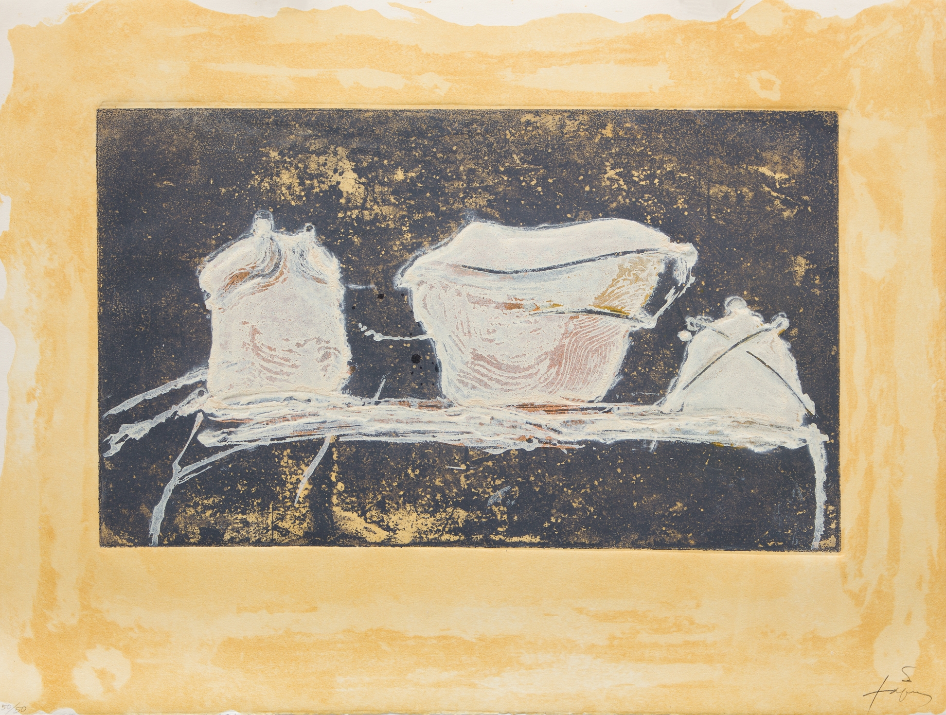 Artwork by Antoni Tàpies, Vaisselle, Made of Etching, carborundum and varnish on paper