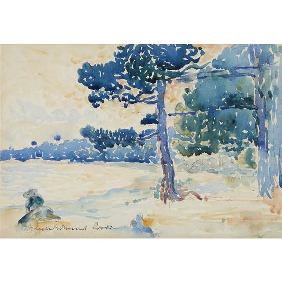 Henri-Edmond Cross | Les pins en bord de mer, Le Lavandou | MutualArt