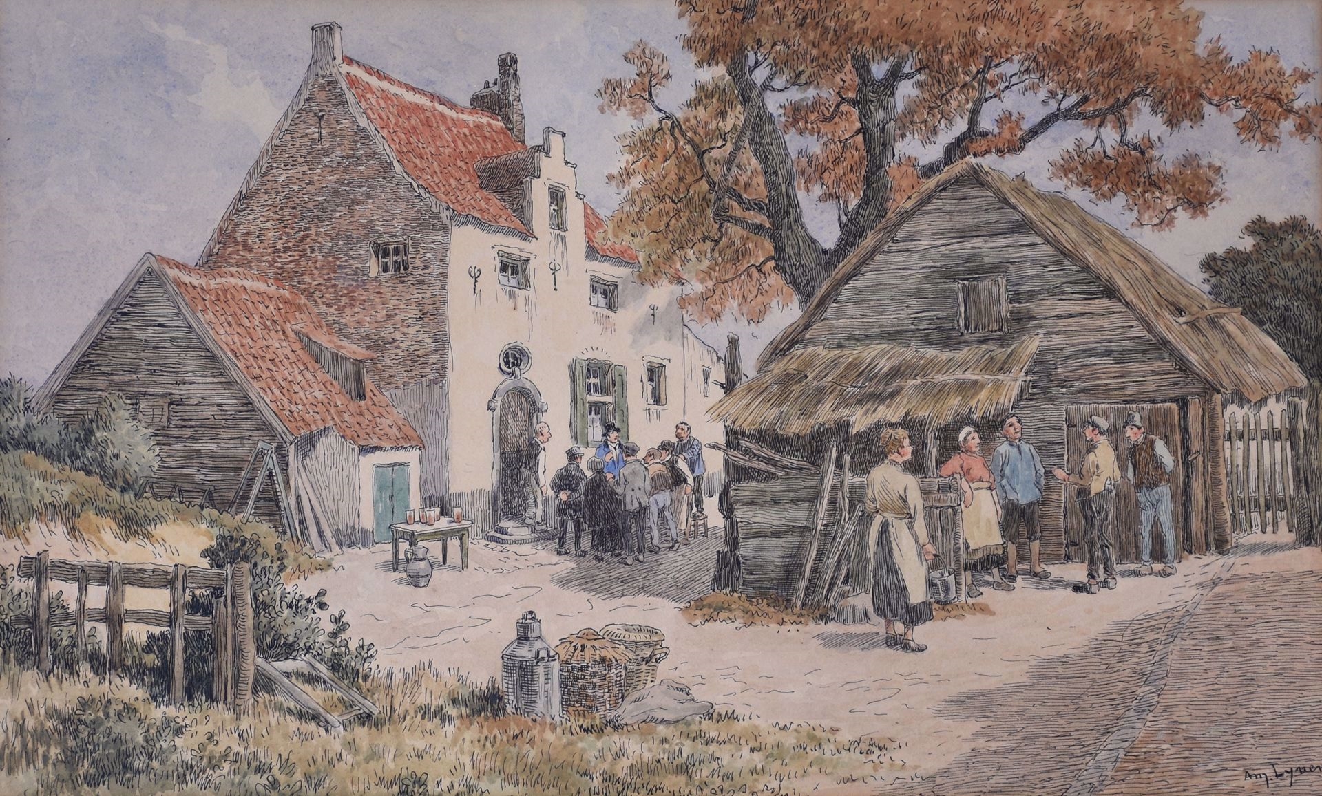 Amédée Lynen | Village scene | MutualArt
