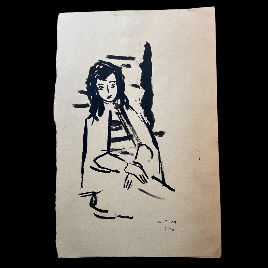 Artwork by Goll, Matthias David, "Portrait of Pia Gol", Made of ink drawing