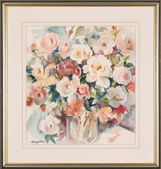 Audrey Hart (South Africa, 20th C.), Still Life with Roses by Audrey Hart