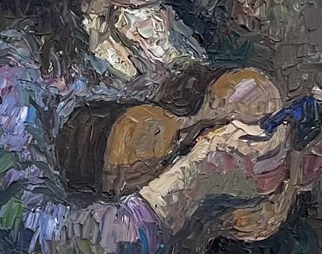 Artwork by Rolly Sheffer, The guitar player, Made of Oil on masonite