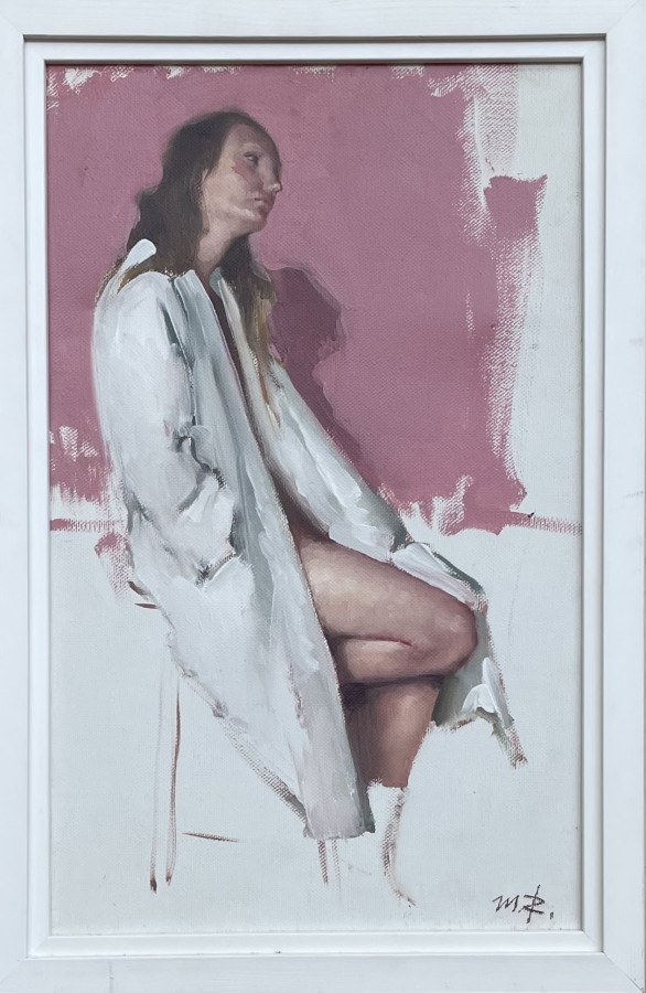 Artwork by Michael Rapoport, Girl is sitting, Made of Oil on canvas