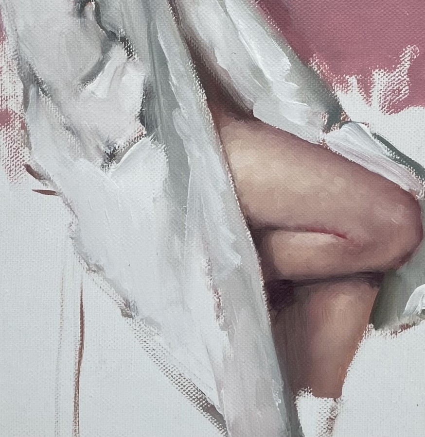 Artwork by Michael Rapoport, Girl is sitting, Made of Oil on canvas