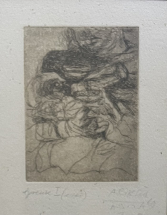 Artwork by Avigdor Arikha, Anne feeds Noga, Made of Etching