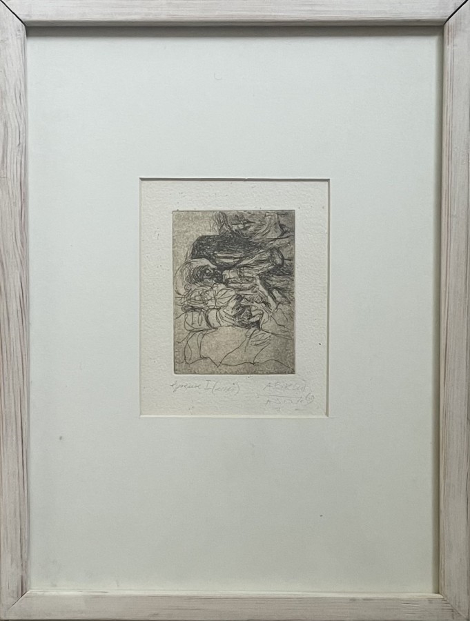 Artwork by Avigdor Arikha, Anne feeds Noga, Made of Etching