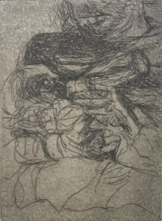 Artwork by Avigdor Arikha, Anne feeds Noga, Made of Etching