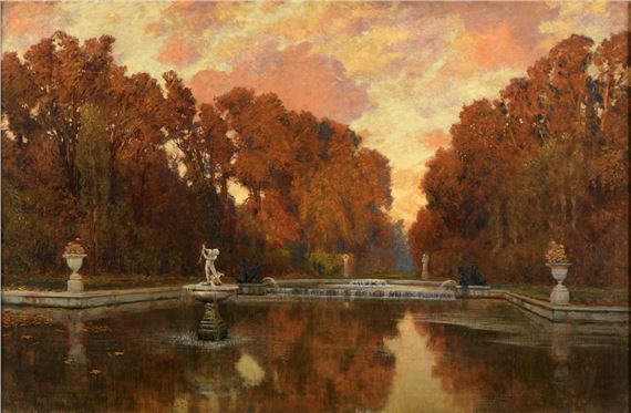 Herbstliche Parkanlage eines Palazzo by Max Roeder, 1900