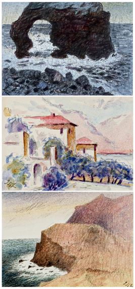 Felsen am Meer,Felsenküste,Haus im Süden