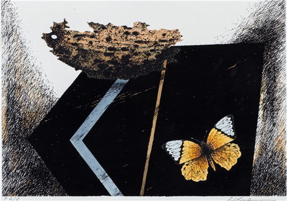 Komposition mit Schmetterling