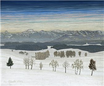 Winterlandschaft bei Wasserburg am Inn mit Blick zum Gebirge - Joseph Pilartz