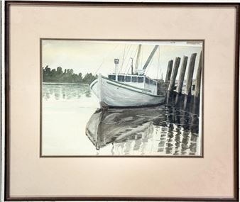 22" X 18.5" FRAMED - WHARF IN CHARLOTTE COUNTY - Rod Mckay