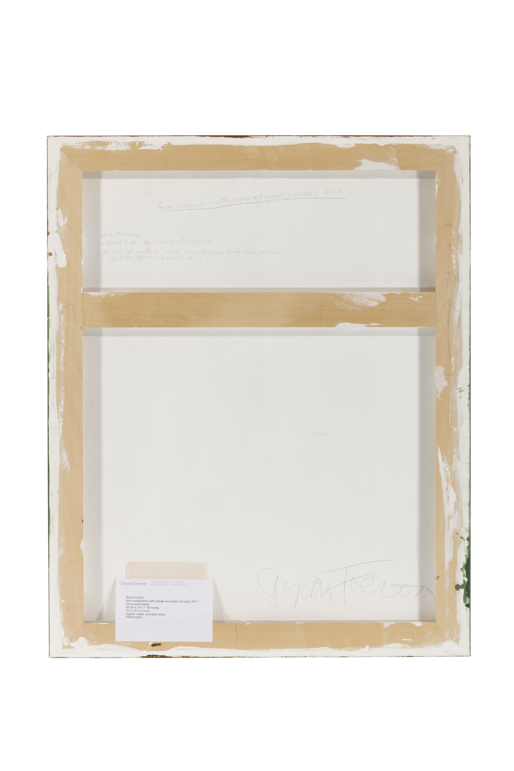 Artwork by Suzan Frecon, From composition with orange and green (nicosia), Made of oil on panel