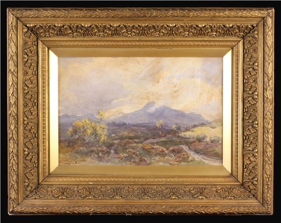 A 19th Century Watercolour: Scottish Moorland Scene with tor in distance by James Scott Kinnear, 19th Century
