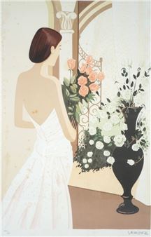 Femme au bouquet - Serge Vergez