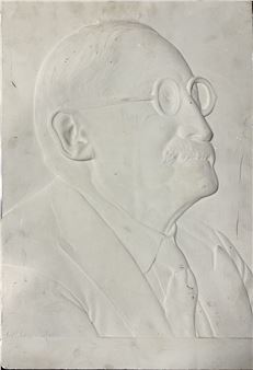 Profile mask of a bespectacled gentleman with a moustache - A. W. Gramal