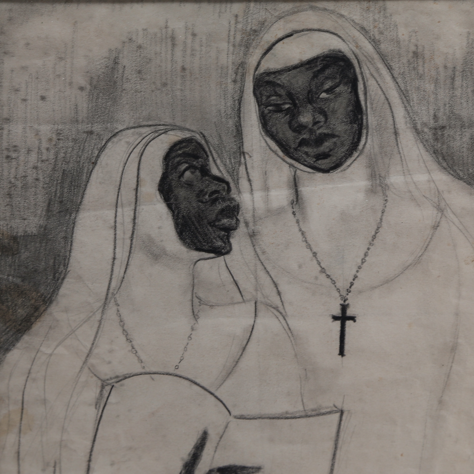 Artwork by Charles White, Two Nuns, Made of Graphite on paper