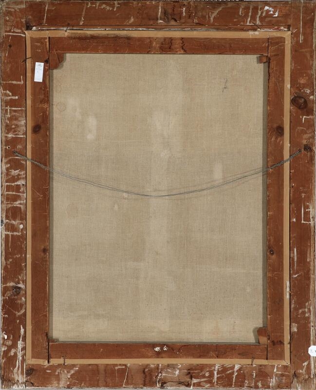 Artwork by Carl Johan Sjöstrand, A young hunter in a long green coat standing by a river, Made of Oil on canvas