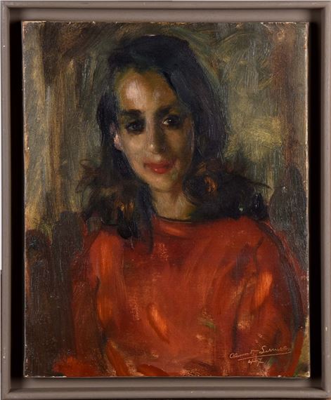 Portrait de femme en rouge