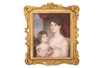 a portrait of Mrs Josiah Stewart and her daughter Charlotte - John Jukes