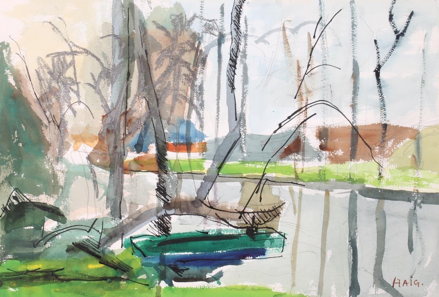 Artwork by Earl George Alexander Eugene Douglas Haig, Dronne near La Barie, Made of Watercolour