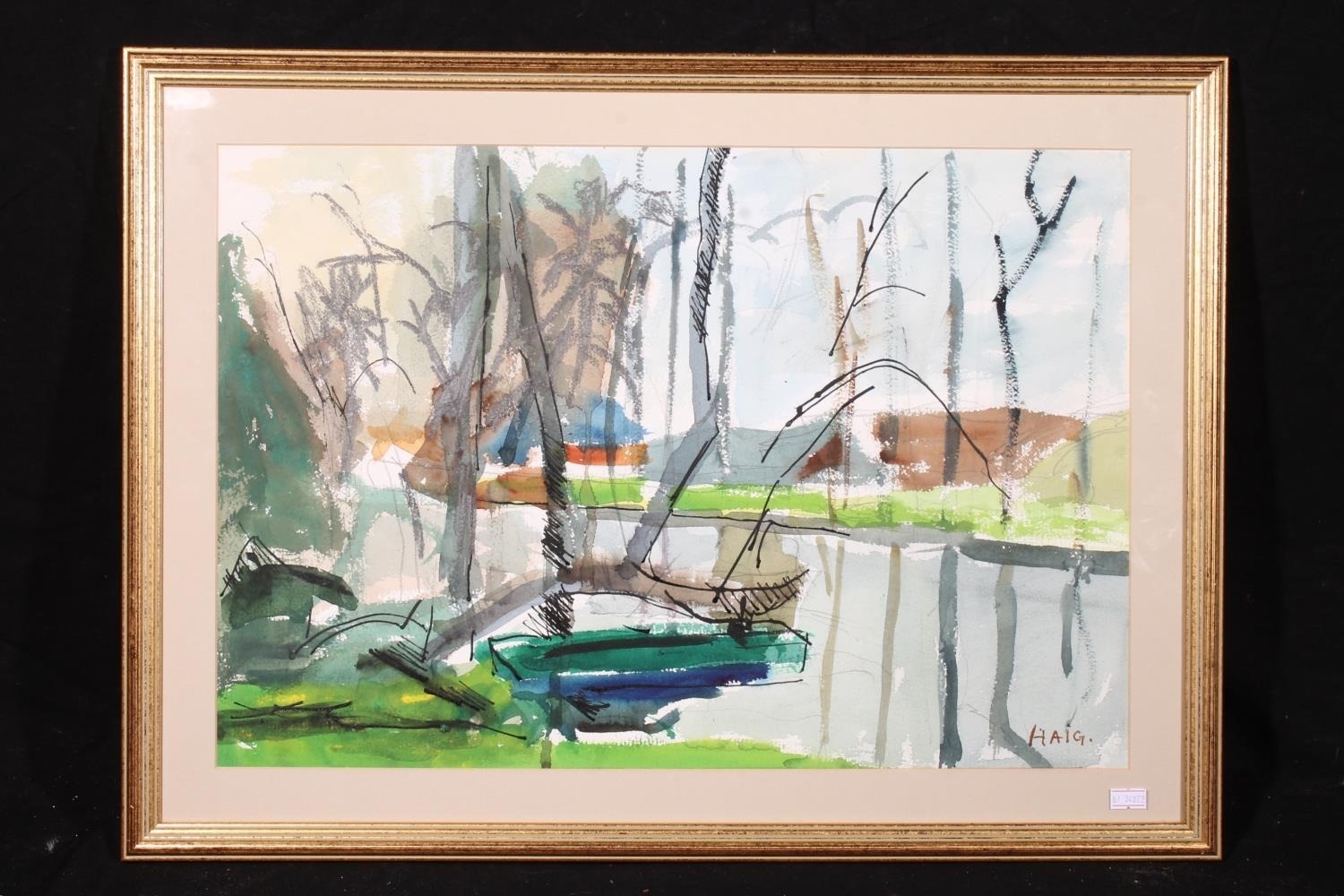 Artwork by Earl George Alexander Eugene Douglas Haig, Dronne near La Barie, Made of Watercolour