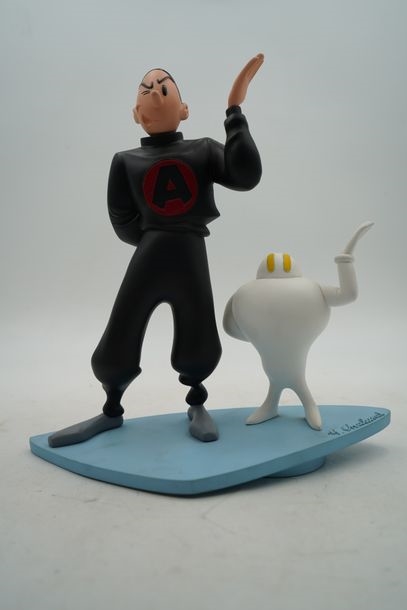 Artwork by Yves Chaland, Stéphane Saint-emett, Chaland sur la terrasse, portant une étiquette avec la justification /250 au revers, Made of Polychrome