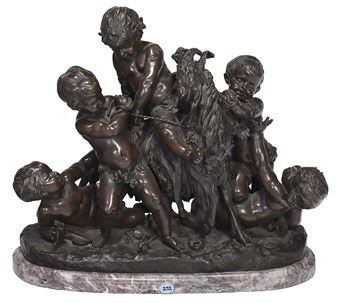 Frolicking Bacchic Putti with Goat - Guillaume Denière