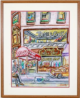 New York Figural Street Scene With Coffee Shop - Peter Zonis